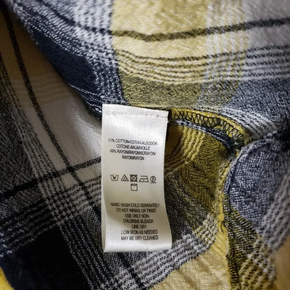 Maeve Anthropologie Plaid Flannel Tunic Floral Embroidered Oversized Shirt XS - Picture 10 of 12